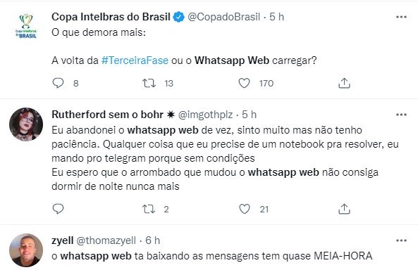 Capturas de pantalla de Twitter con quejas sobre WhatsApp