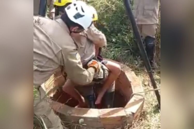 Bombeiros resgatam criança de cisterna no meio do mato em Aparecida de Goiás (GO) - Metrópoles