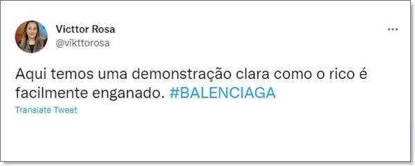 Print do Twitter com comentário sobre tênis da Balenciaga