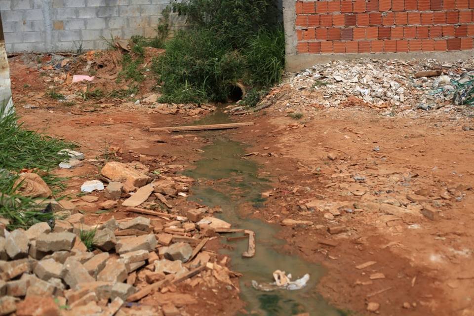 Chorume correndo a céu aberto na Santa Luzia - Metrópoles