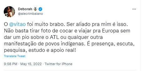 Vitão Elogiado por indígenas