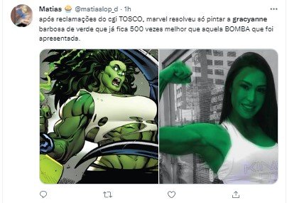 Meme Gracyanne como She-Hulk