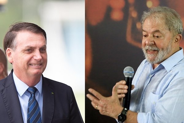 Fotos justapostas do presidente Jair Bolsonaro (esquerda) e do pré-candidato à presidência Lula (direita) - Metrópoles
