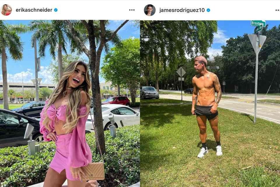 Posts de Erika e Jamez Rodríguez em Miami