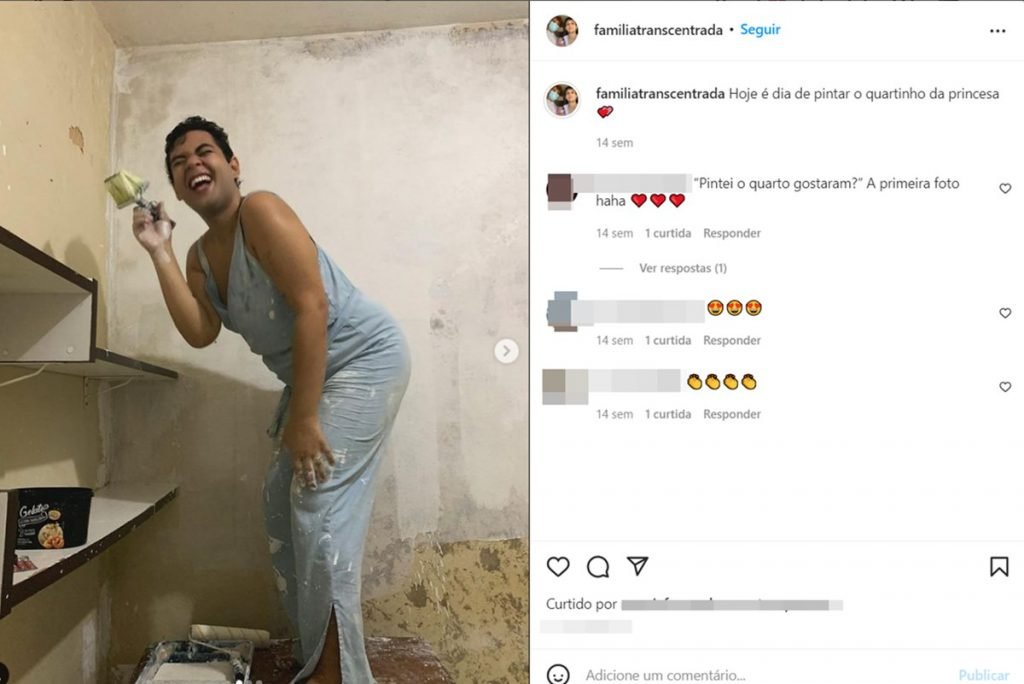 Trans woman Arielly Germano preparing her daughter Maria Dandara's bedroom