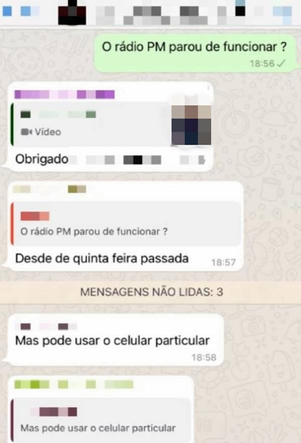 Conversas em grupos de PMs