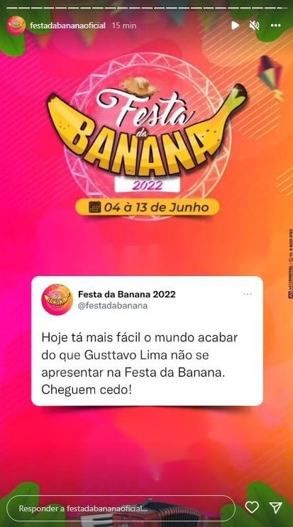festa da banana com show de gusttavo lima foi cancelada