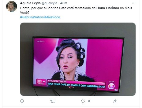 Sabrina usa bobs no cabelo no Mais Você e leva dona florinda aos TTs