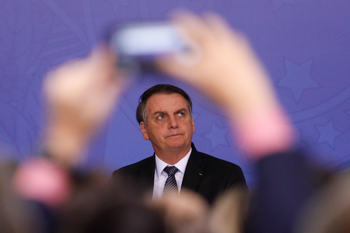 Bolsonaro durante evento no Palácio Planalto