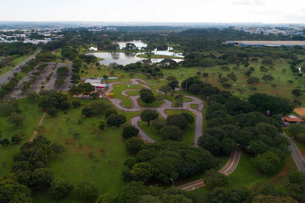 imagem aérea do parque da cidade em período de pandemia