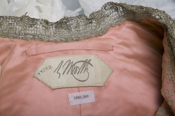 Clothing labels sewn onto the dress