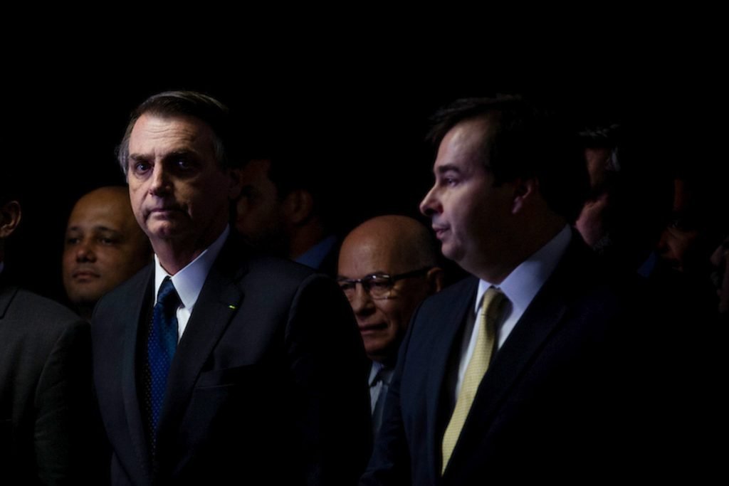 Rodrigo Maia e Jair Bolsonaro durante evento
