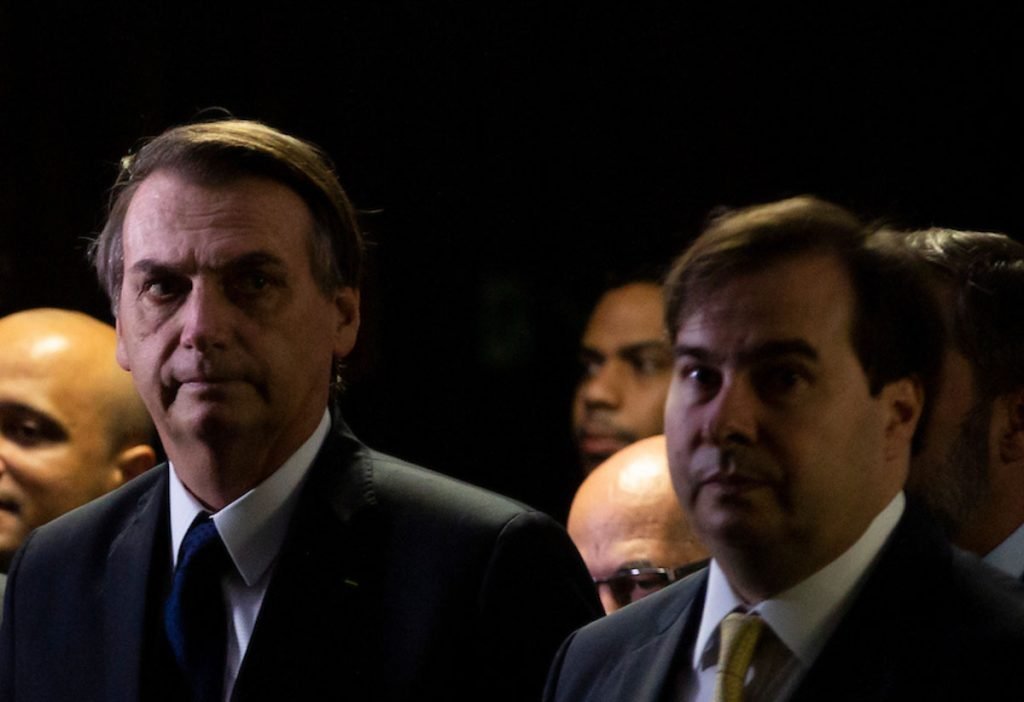 Rodrigo Maia e Jair Bolsonaro durante evento