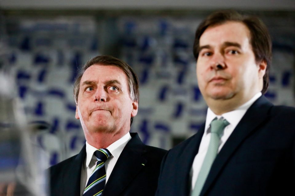 Rodrigo Maia e Jair Bolsonaro durante evento