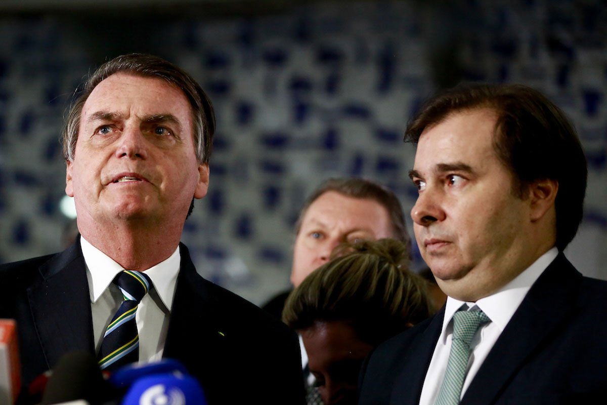 Rodrigo Maia e Jair Bolsonaro durante evento