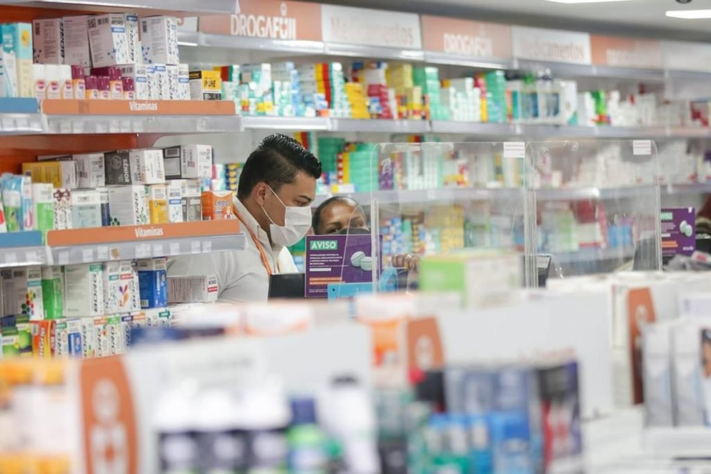 Employees work in pharmacies