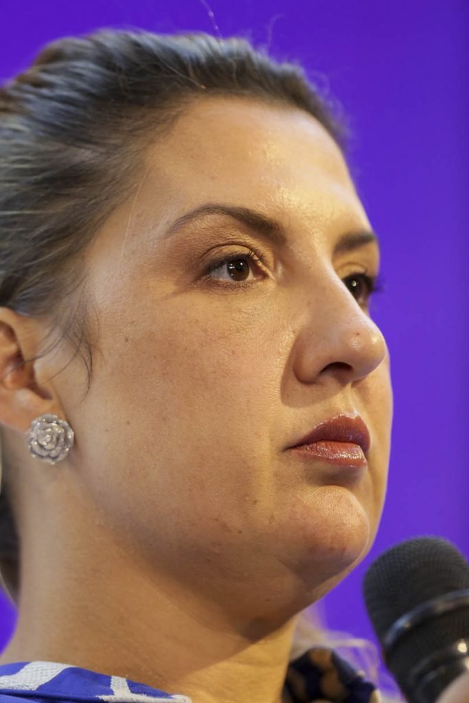 Daniella Marques durante Coletiva de imprensa após a solenidade de posse da nova presidente da Caixa