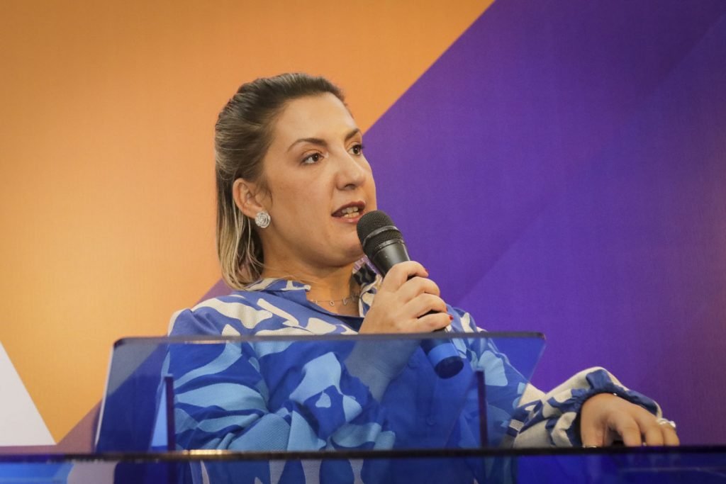 Daniella Marques durante Coletiva de imprensa após a solenidade de posse da nova presidente da Caixa