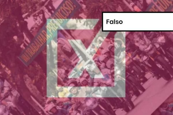 Imagem colorida de post falso sobre motociata de Bolsonaro