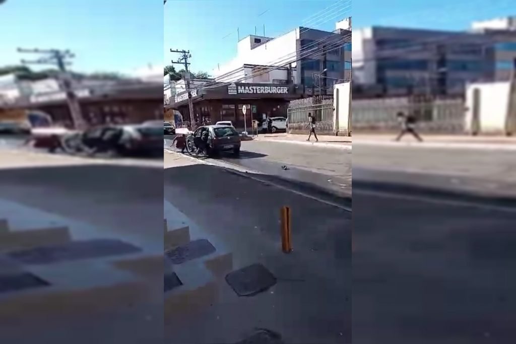 Carro preto sai em disparada