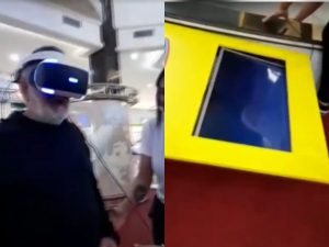 “Vai vô, sem medo”: idoso viraliza ao cair sobre brinquedo 3D; vídeo