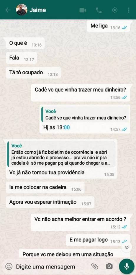 Print de conversa no WhatsApp