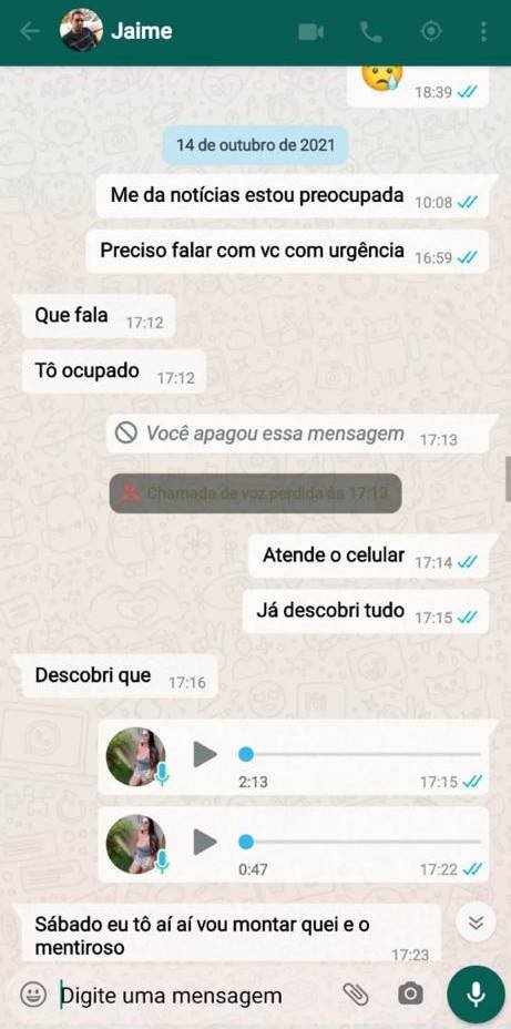 Print de conversa no WhatsApp