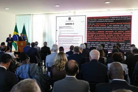 Jair Bolsonaro em apresentação para embaixadores