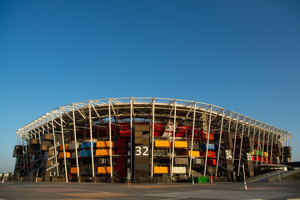 Imagem colorida do estádio 974 localizado no Catar para a disputa da Copa do Mundo