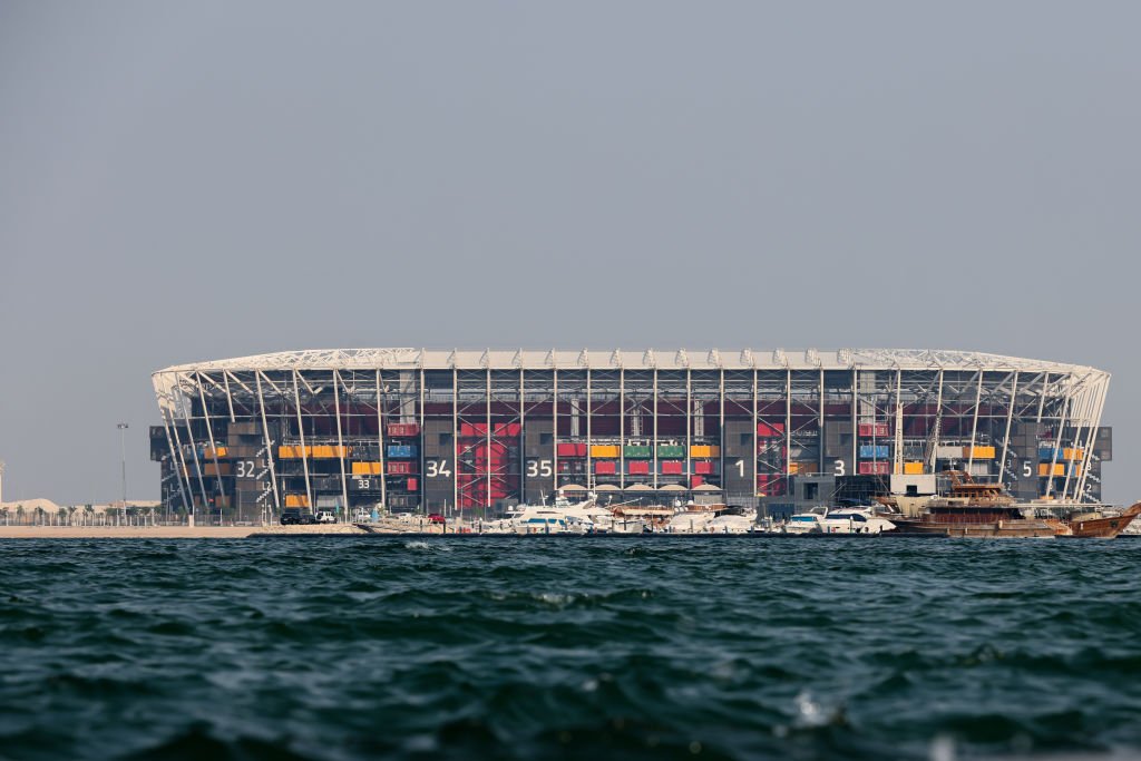 Imagem colorida do estádio 974 localizado no Catar para a disputa da Copa do Mundo