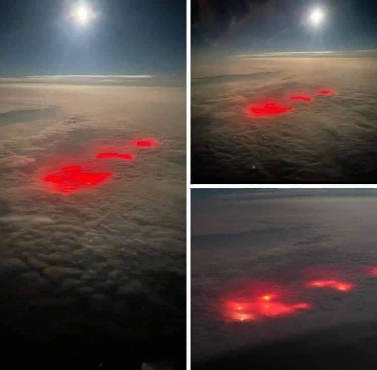 Piloto fotografa luz brilhante e vermelha vinda do oceano Atlântico em fotos postadas da rede social Reddit - Metrópoles