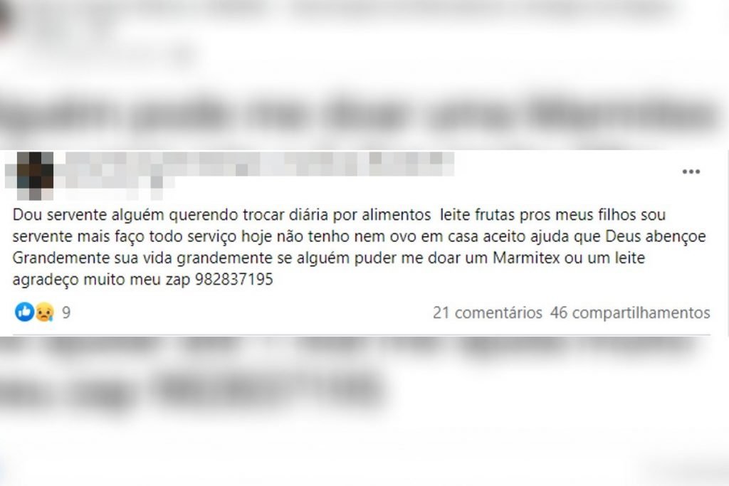 Em rede social, golpista descreve história de pessoa em situação de pobreza e pede doações em dinheiro e PIX - Metrópoles