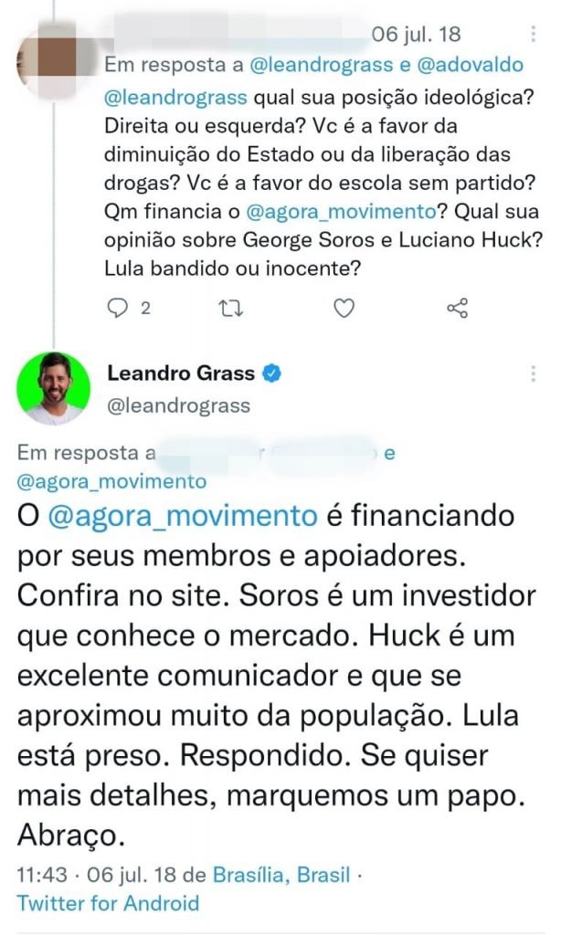 print de tela de postagem em redes sociais