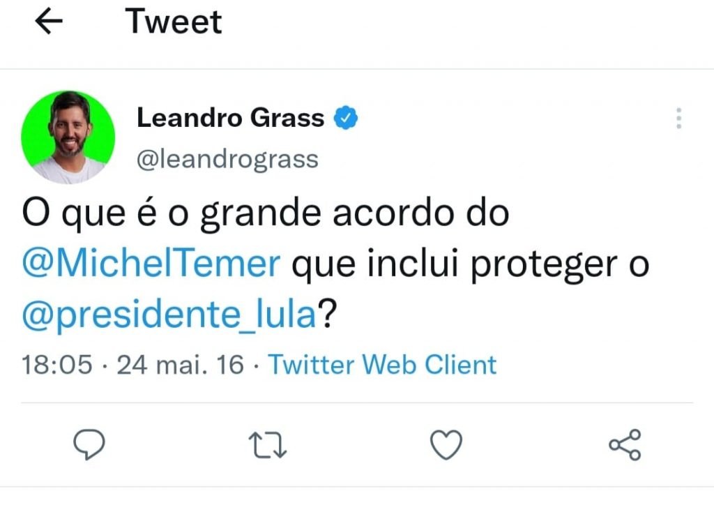 print de tela de postagem em redes sociais