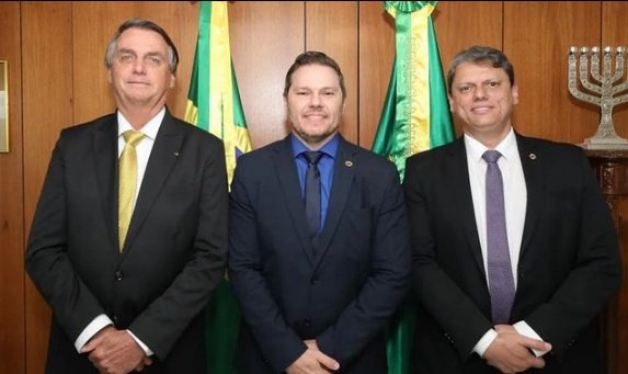 Jair Bolsonaro, Danilo Campetti e Tarcísio de Freitas