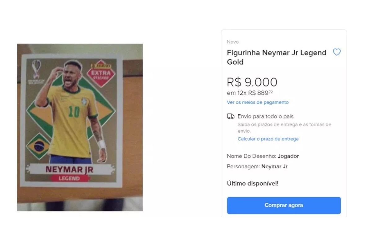 Figurinhas “raras” de Neymar aparecem em quase mil anúncios e