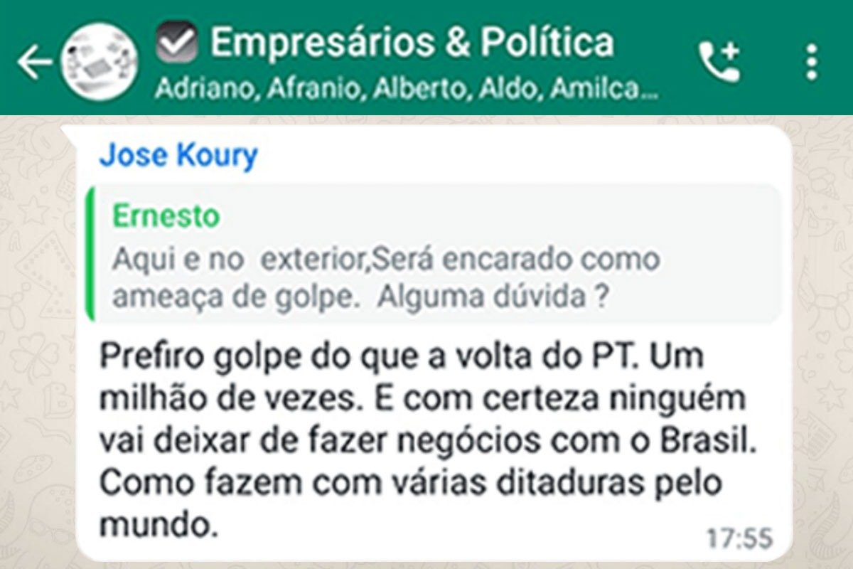 Empresários bolsonaristas defendem golpe de Estado caso Lula seja eleito