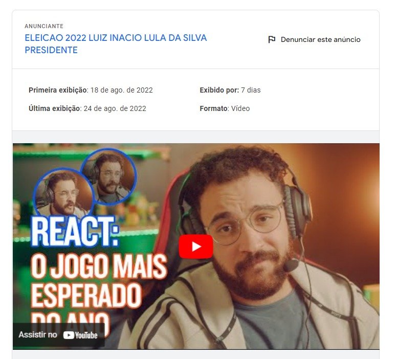 Anúncios de presidenciáveis no Google