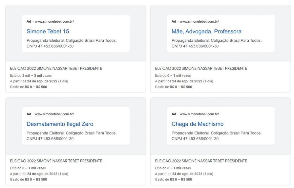 Anúncios de presidenciáveis no Google