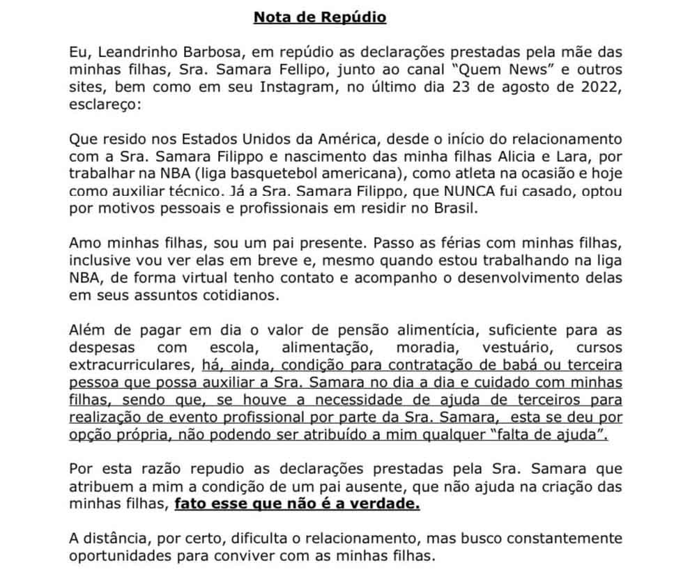 Ex de Samara Felippo rebate acusações da atriz: 'Sou um pai presente' ·  Notícias da TV