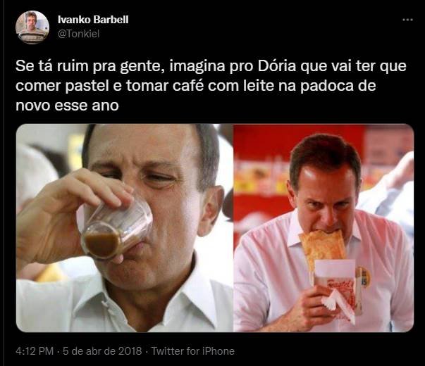 João Doria come pastel e toma pingado em campanha política