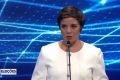 jornalista Vera Magalhães no debate da TV Band durante o primeiro debate entre candidatos à Presidência da República nas eleições de 2022