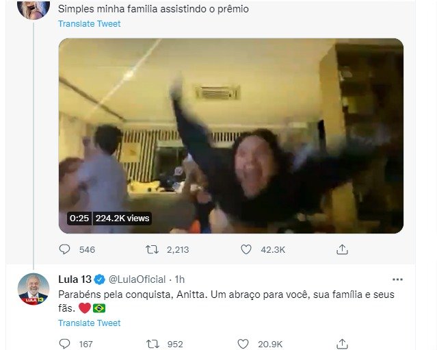 Print de um post do Twitter