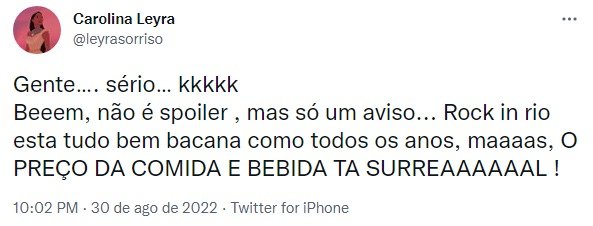 Internautas reclamam do valor das comidas do rock in rio