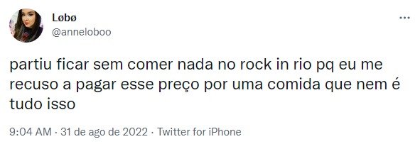 Internautas reclamam do valor das comidas do rock in rio
