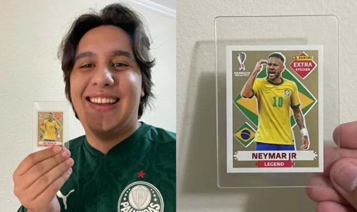 Figurinha do Neymar Extra Sticker Legend Copa do Mundo 2022