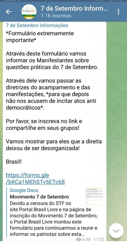 Grupo bolsonaristas 7 de setembro