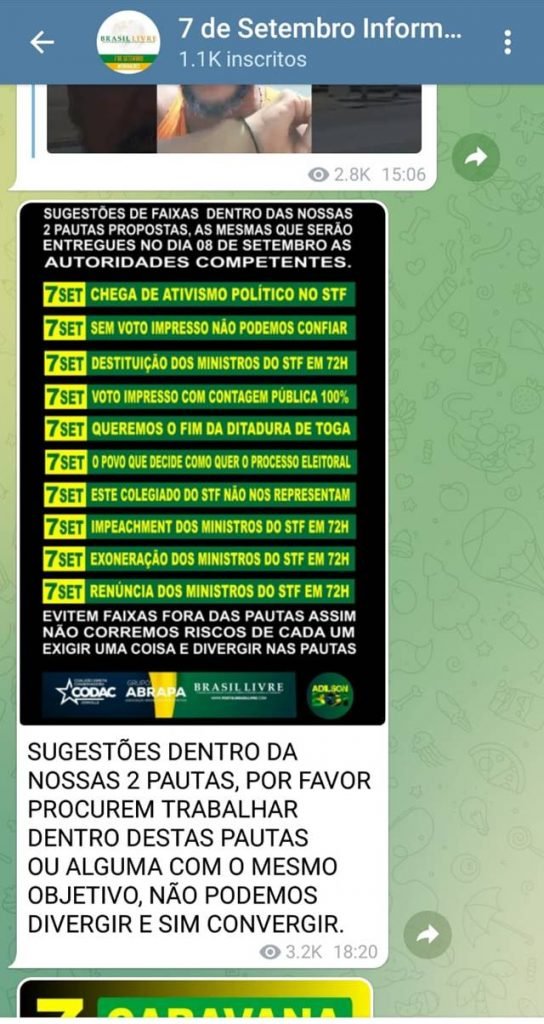 Grupo bolsonaristas 7 de setembro