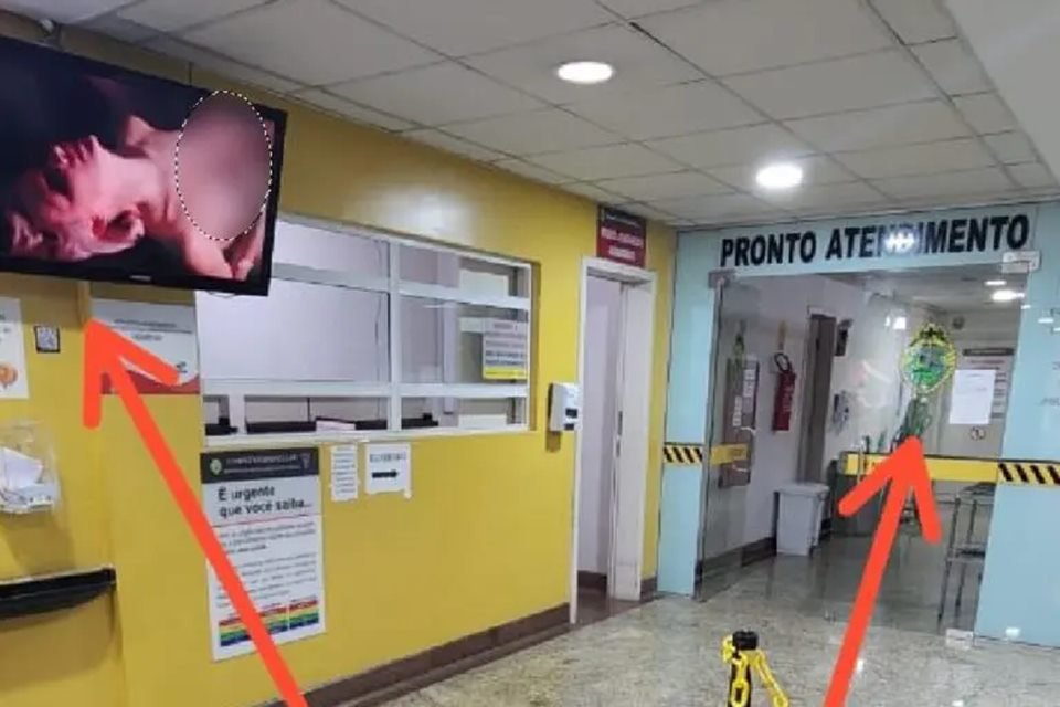 pr filme pornô é exibido em sala de hospital da pm e fotos viralizam