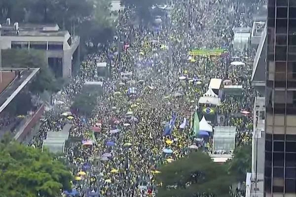 imagem aérea na avenida paulista lotada de pessoas no 7 de setembro -- Metrópoles